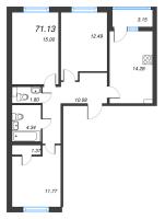 3 ккв № 62 Корп.: 1 Уч. 2 , Секция 3  в ЖК ПАТИО. Уютный квартал