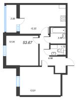 3 ккв (Евро) № 172 Корп.: 2 Уч. 28 , Секция 3  в ЖК ПАТИО. Уютный квартал