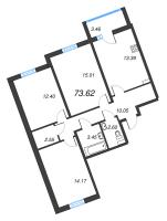 3 ккв № 233 Корп.: 2 Уч. 28 , Секция 4  в ЖК ПАТИО. Уютный квартал