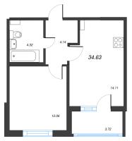 1 ккв № 35 Корп.: 1 Уч. 2 , Секция 2  в ЖК ПАТИО. Уютный квартал