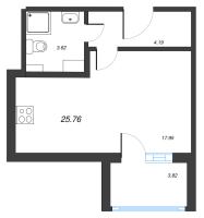 Студия № 42 Корп.: 1 Уч. 2 , Секция 2  в ЖК ПАТИО. Уютный квартал