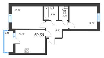 2 ккв № 66 Корп.: 2 Уч. 28 , Секция 2  в ЖК ПАТИО. Уютный квартал