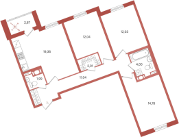 4 ккв (Евро) № 234 Корп.: 2 Уч. 28 , Секция 4  в ЖК ПАТИО. Уютный квартал