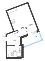 Студия № 154 Корп.: 2 Уч. 28 , Секция 3  в ЖК ПАТИО. Уютный квартал