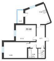 3 ккв (Евро) № 152 Корп.: 2 Уч. 28 , Секция 3  в ЖК ПАТИО. Уютный квартал