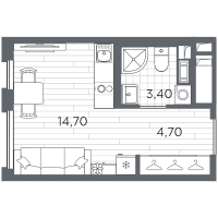 Студия № 12 Корп.: 11 , Секция 1  в ЖК PLUS Пулковский