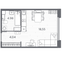 Студия № 37 Корп.: 8 , Секция 2  в ЖК PLUS Пулковский