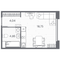 Студия № 45 Корп.: 8 , Секция 2  в ЖК PLUS Пулковский