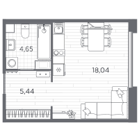 Студия № 85 Корп.: 8 , Секция 3  в ЖК PLUS Пулковский