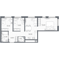 4 ккв (Евро) № 93 Корп.: 11 , Секция 3  в ЖК PLUS Пулковский