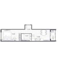 2 ккв (Евро) № 97 Корп.: 6 , Секция 2  в ЖК PLUS Пулковский