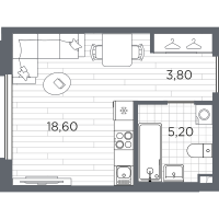Студия № 68 Корп.: 9 , Секция 3  в ЖК PLUS Пулковский