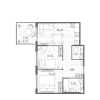 3 ккв (Евро) № 161 Корп.: 6 , Секция 5  в ЖК PLUS Пулковский