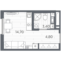 Студия № 64 Корп.: 11 , Секция 2  в ЖК PLUS Пулковский