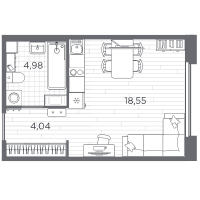 Студия № 58 Корп.: 8 , Секция 2  в ЖК PLUS Пулковский