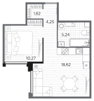 2 ккв (Евро) № 53 Корп.: 5 , Секция 2  в ЖК PLUS Пулковский
