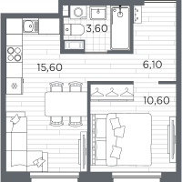 2 ккв (Евро) № 16 Корп.: 9 , Секция 1  в ЖК PLUS Пулковский