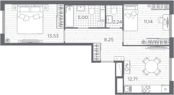 2 ккв № 146 Корп.: 2 , Секция 4  в ЖК PLUS Пулковский