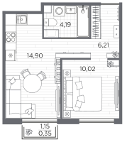 1 ккв № 23 Корп.: 4 , Секция 1  в ЖК PLUS Пулковский