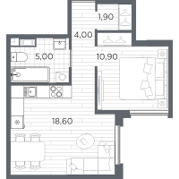 2 ккв (Евро) № 42 Корп.: 9 , Секция 2  в ЖК PLUS Пулковский
