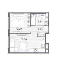 2 ккв (Евро) № 192 Корп.: 6 , Секция 5  в ЖК PLUS Пулковский