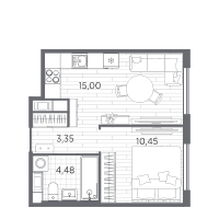 2 ккв (Евро) № 46 Корп.: 6 , Секция 1  в ЖК PLUS Пулковский