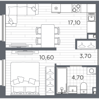 2 ккв (Евро) № 32 Корп.: 9 , Секция 2  в ЖК PLUS Пулковский
