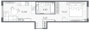 2 ккв (Евро) № 2 Корп.: 5 , Секция 1  в ЖК PLUS Пулковский