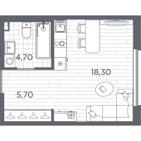 Студия № 60 Корп.: 10 , Секция 3  в ЖК PLUS Пулковский
