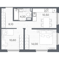 2 ккв № 8 Корп.: 9 , Секция 1  в ЖК PLUS Пулковский