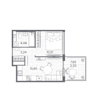 2 ккв (Евро) № 11 Корп.: 6 , Секция 1  в ЖК PLUS Пулковский