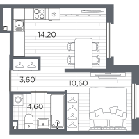 1 ккв № 63 Корп.: 9 , Секция 3  в ЖК PLUS Пулковский