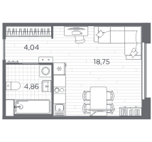 Студия № 38 Корп.: 8 , Секция 2  в ЖК PLUS Пулковский