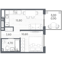 2 ккв (Евро) № 48 Корп.: 11 , Секция 2  в ЖК PLUS Пулковский