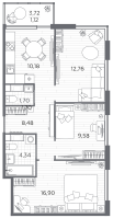 3 ккв № 75 Корп.: 4 , Секция 3  в ЖК PLUS Пулковский