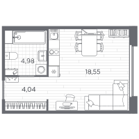 Студия № 31 Корп.: 8 , Секция 2  в ЖК PLUS Пулковский