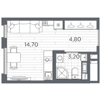 Студия № 19 Корп.: 11 , Секция 1  в ЖК PLUS Пулковский
