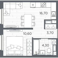 2 ккв (Евро) № 38 Корп.: 9 , Секция 2  в ЖК PLUS Пулковский