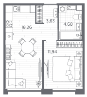 2 ккв (Евро) № 34 Корп.: 8 , Секция 2  в ЖК PLUS Пулковский