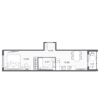 2 ккв (Евро) № 70 Корп.: 6 , Секция 2  в ЖК PLUS Пулковский