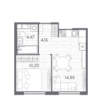 1 ккв № 116 Корп.: 6 , Секция 3  в ЖК PLUS Пулковский