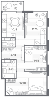 3 ккв № 81 Корп.: 4 , Секция 3  в ЖК PLUS Пулковский