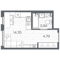 Студия № 4 Корп.: 11 , Секция 1  в ЖК PLUS Пулковский
