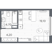 Студия № 30 Корп.: 10 , Секция 2  в ЖК PLUS Пулковский