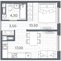 2 ккв (Евро) № 23 Корп.: 11 , Секция 1  в ЖК PLUS Пулковский