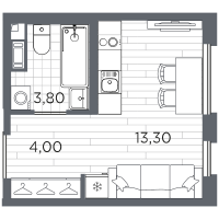 Студия № 111 Корп.: 11 , Секция 3  в ЖК PLUS Пулковский