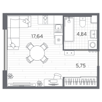Студия № 60 Корп.: 4 , Секция 4  в ЖК PLUS Пулковский