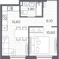2 ккв (Евро) № 10 Корп.: 9 , Секция 1  в ЖК PLUS Пулковский