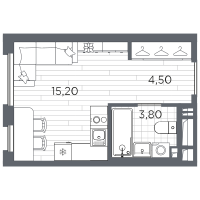 Студия № 45 Корп.: 11 , Секция 2  в ЖК PLUS Пулковский