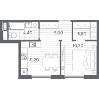 1 ккв № 47 Корп.: 9 , Секция 2  в ЖК PLUS Пулковский